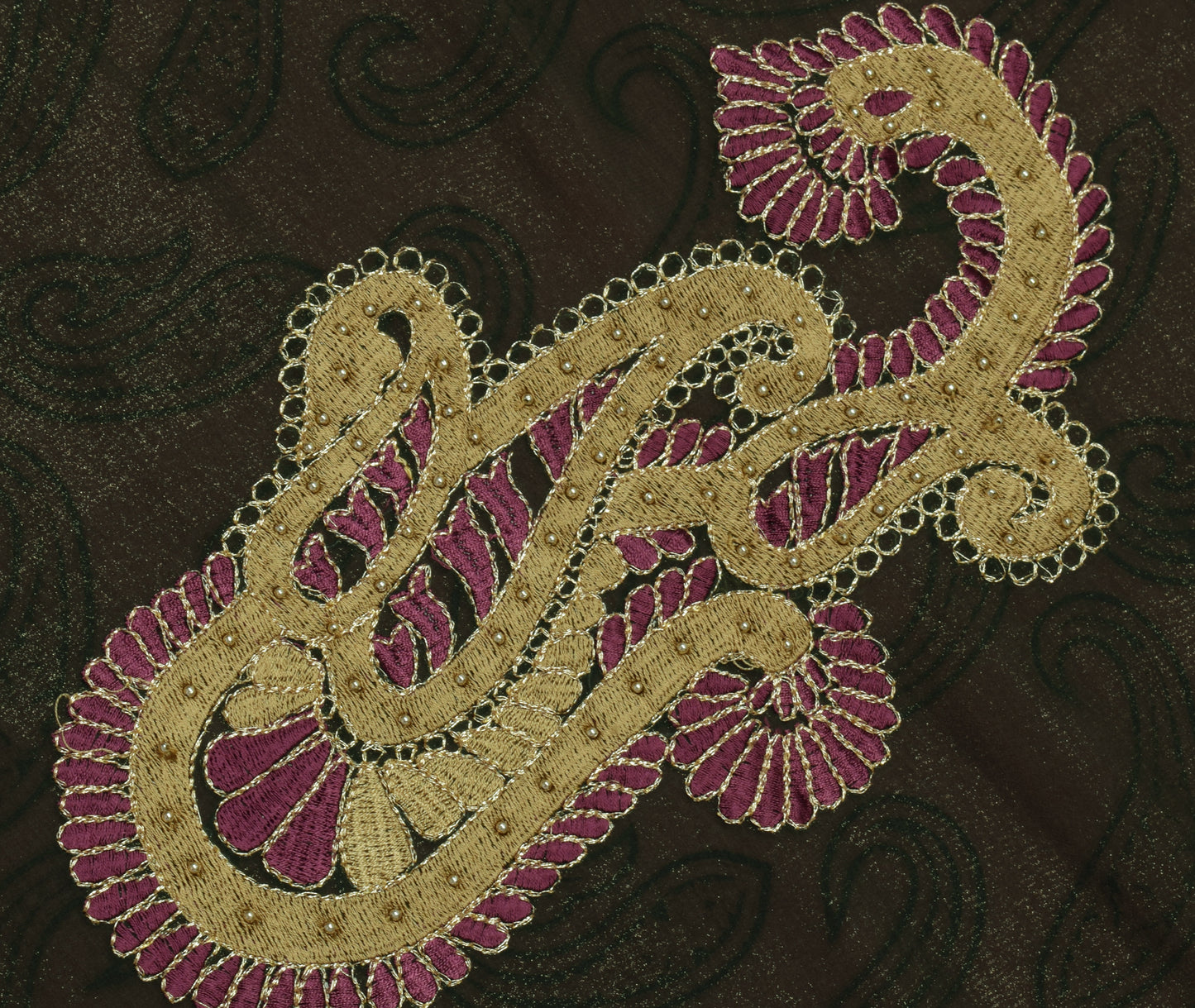 Sushila Vintage Green Saree Blend Georgette Silk Embroidered Floral Sari Fabric