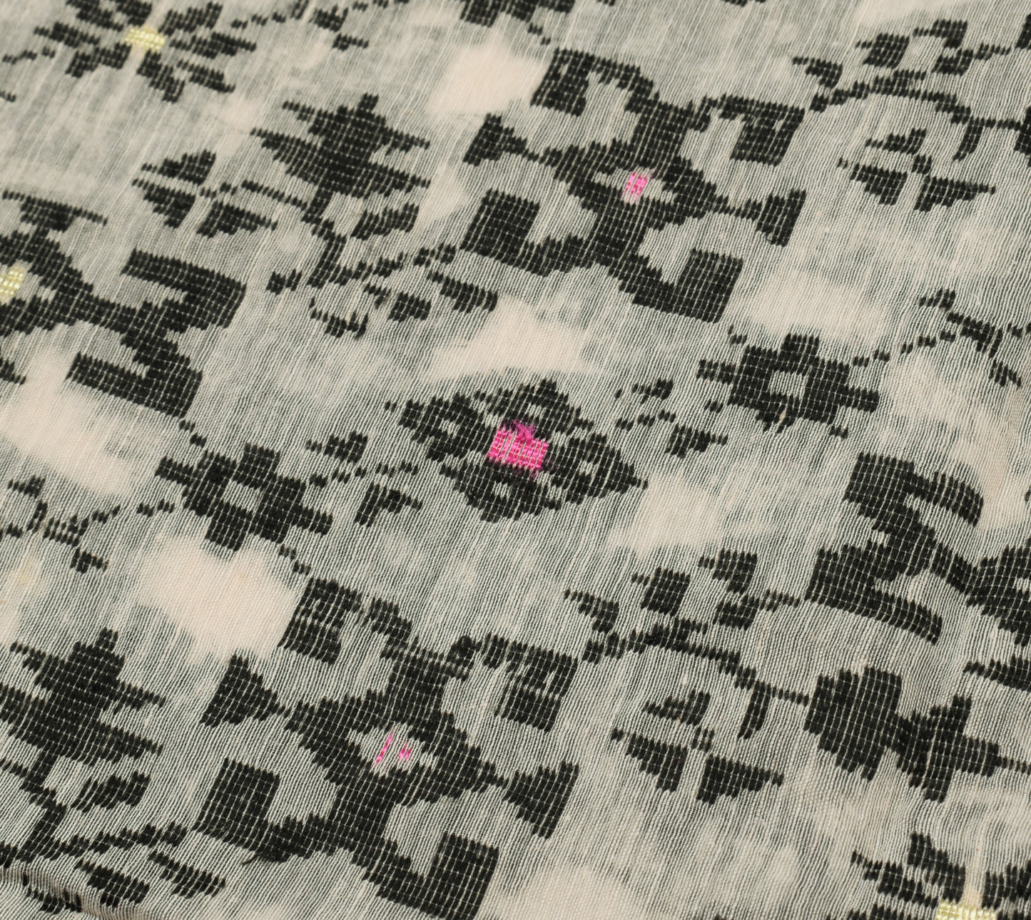 Sushila Vintage Cream Saree Pure Cotton Woven Floral Sari Craft 5 Yard Fabric