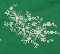 Sushila Vintage Green Saree Blend Georgette Silk Embroidered Floral Sari Fabric