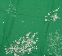 Sushila Vintage Green Saree Blend Georgette Silk Embroidered Floral Sari Fabric