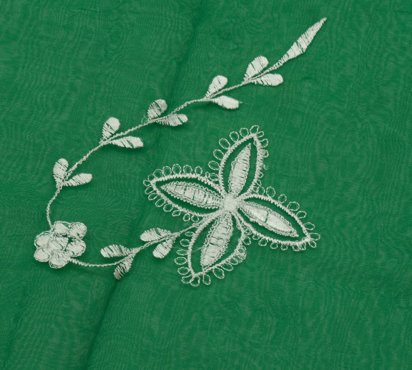 Sushila Vintage Green Saree Blend Georgette Silk Embroidered Floral Sari Fabric