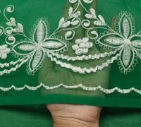Sushila Vintage Green Saree Blend Georgette Silk Embroidered Floral Sari Fabric