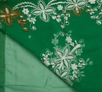 Sushila Vintage Green Saree Blend Georgette Silk Embroidered Floral Sari Fabric