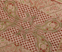 Sushila Vintage Indian Maroon Saree Blend Silk Printed Sari Craft 5 Yard Fabric