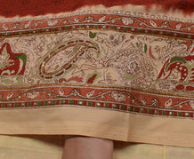 Sushila Vintage Indian Maroon Saree Blend Silk Printed Sari Craft 5 Yard Fabric