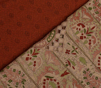 Sushila Vintage Indian Maroon Saree Blend Silk Printed Sari Craft 5 Yard Fabric