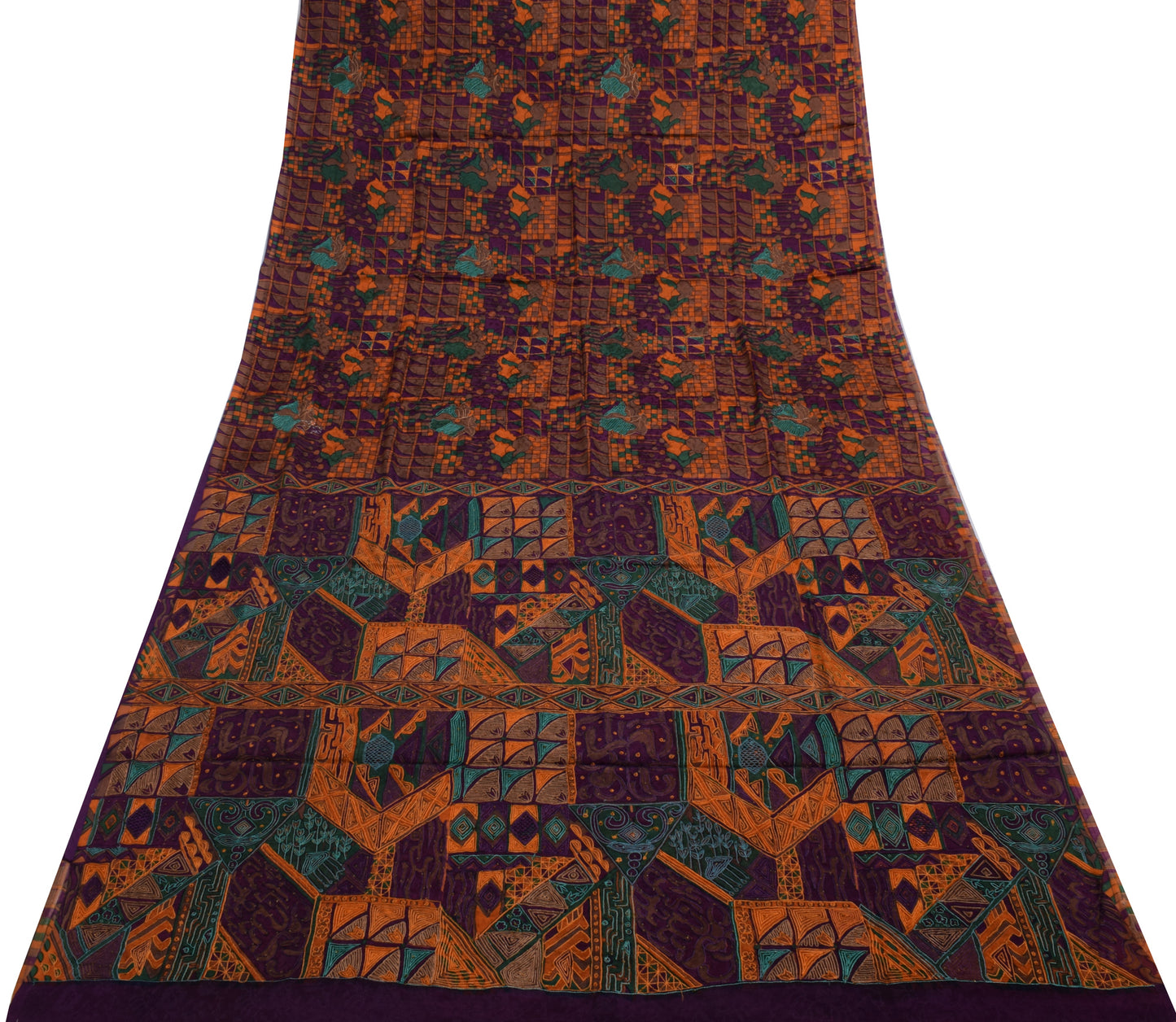 Sushila Vintage Indian Saree 100% Pure Silk Printed Sari Craft Decor 5YD Fabric