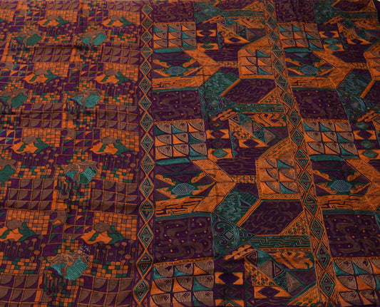 Sushila Vintage Indian Saree 100% Pure Silk Printed Sari Craft Decor 6YD Fabric