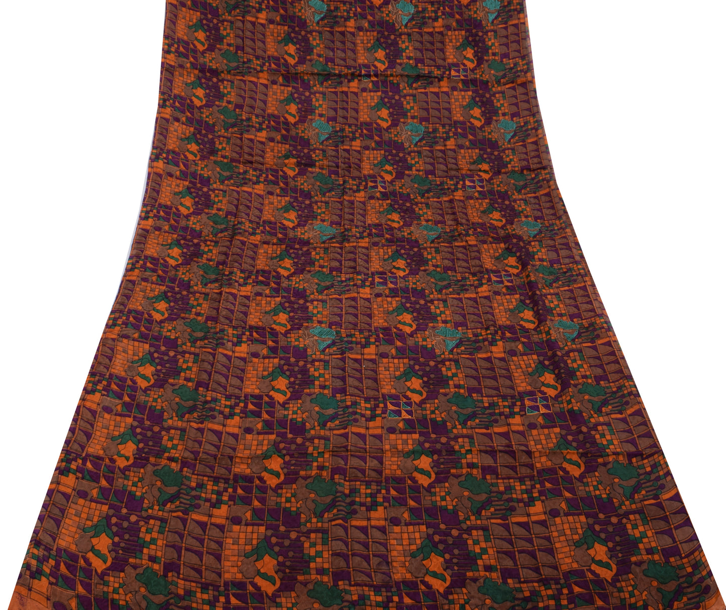 Sushila Vintage Indian Saree 100% Pure Silk Printed Sari Craft Decor 5YD Fabric