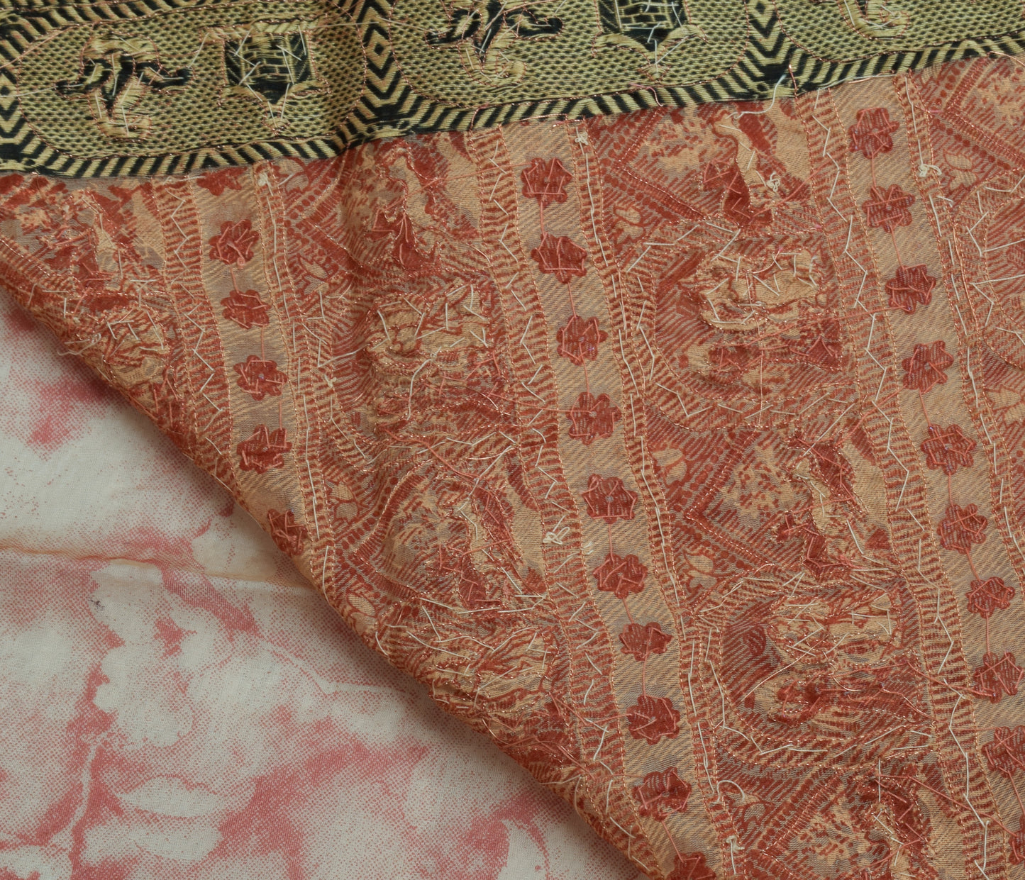 Sushila Vintage Indian Saree 100% Pure Silk Printed Floral Sari Craft Fabric