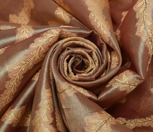 Sushila Vintage Indian Saree Blend Tissue Silk Woven Floral Sari Craft Fabric