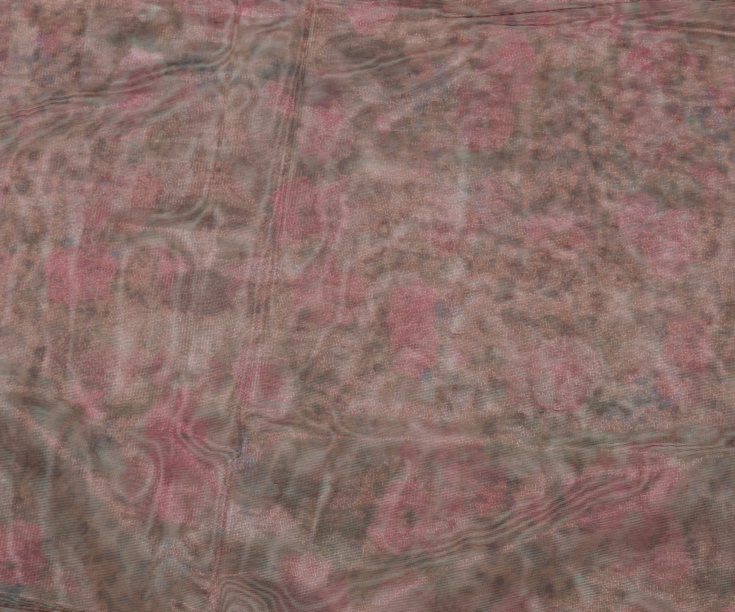 Sushila Vintage Indian Saree Net Mesh Printed Floarl Sari Craft 5 Yard Fabric