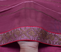 Sushila Vintage Light Purple Saree Pure Georgette Silk Embroidered Sari Fabric