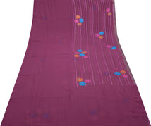 Sushila Vintage Light Purple Saree Pure Georgette Silk Embroidered Sari Fabric