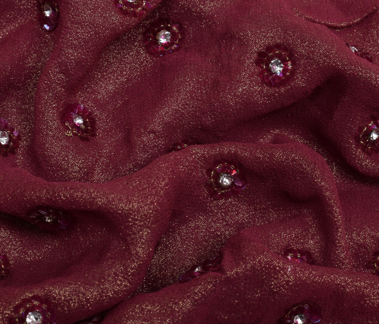Sushila Vintage HEAVY Saree Pure Georgette Silk Embroidered Sari Craft Fabric