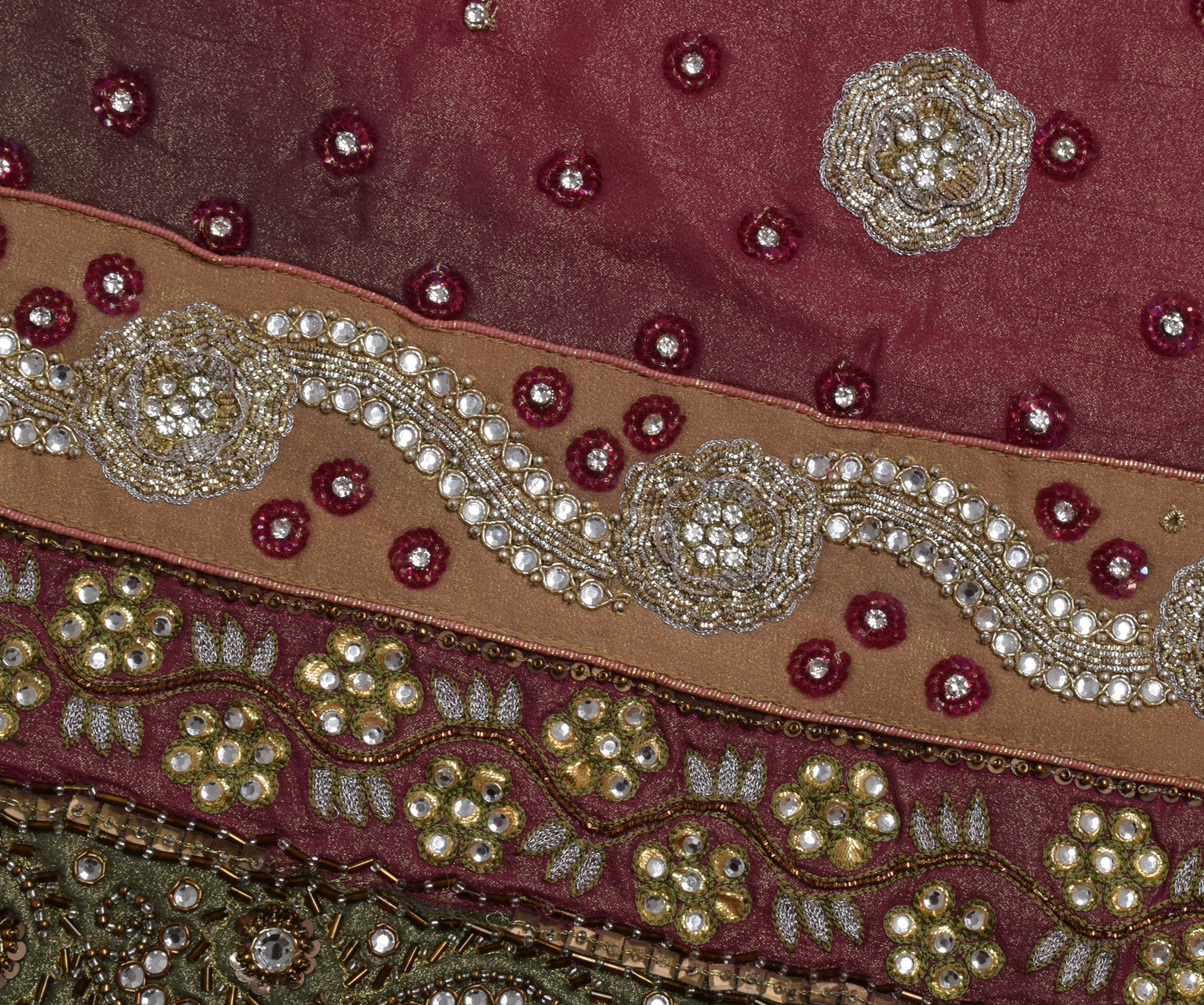 Sushila Vintage HEAVY Saree Pure Georgette Silk Embroidered Sari Craft Fabric