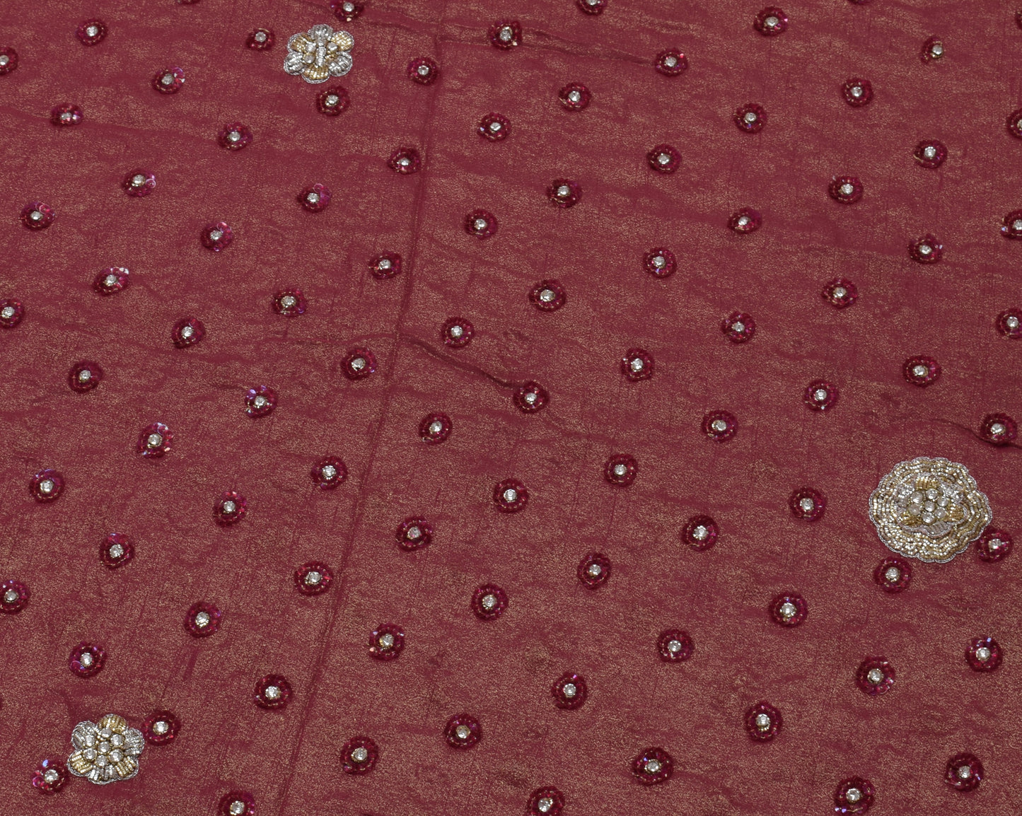 Sushila Vintage HEAVY Saree Pure Georgette Silk Embroidered Sari Craft Fabric