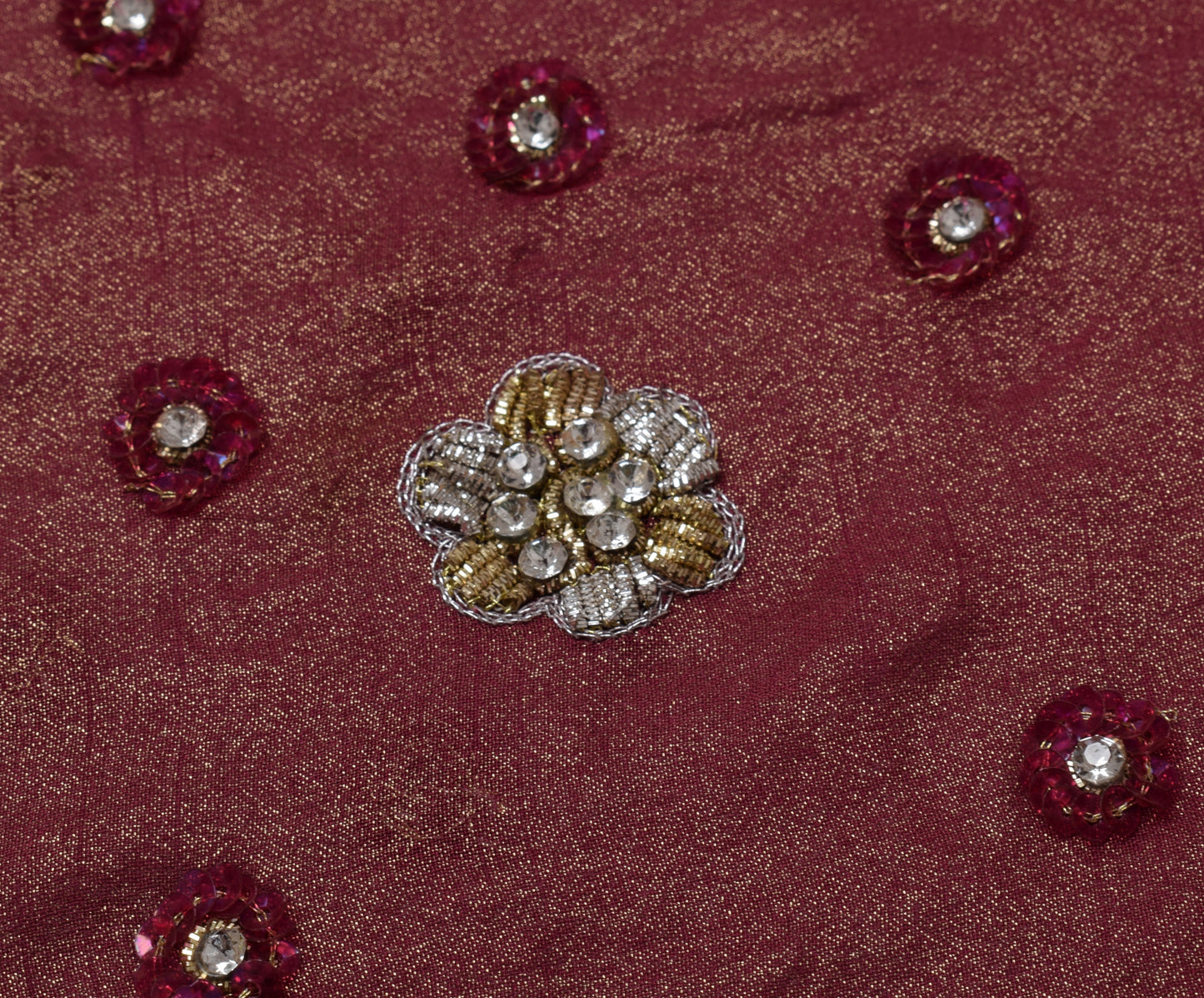 Sushila Vintage HEAVY Saree Pure Georgette Silk Embroidered Sari Craft Fabric