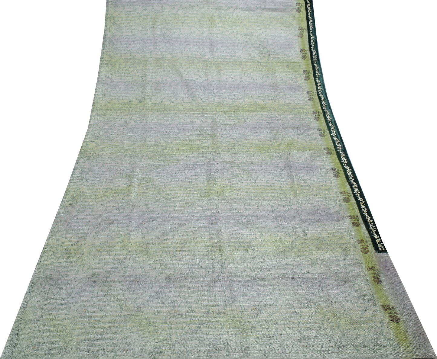Sushila Vintage Indian Saree Net Mesh Hand Beaded Zardozi & Printed Sari Fabric