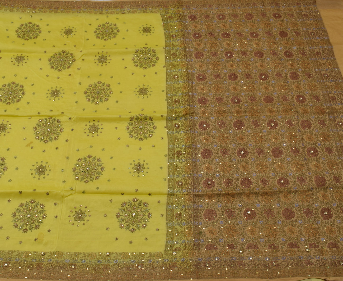 Sushila Vintage Indian Saree 100% Pure Silk Woven Floral Sari Craft 5 YD Fabric