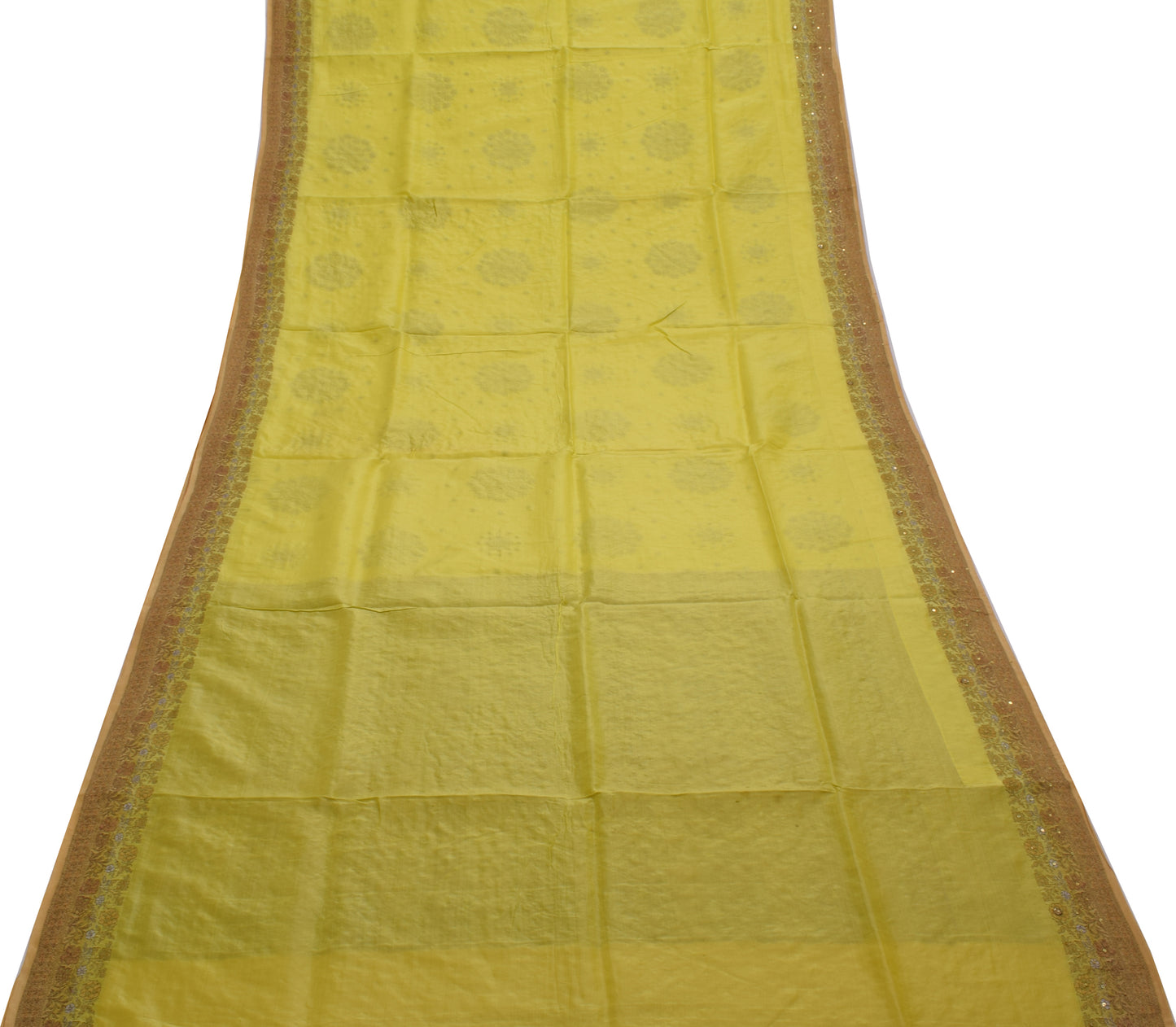 Sushila Vintage Indian Saree 100% Pure Silk Woven Floral Sari Craft 5 YD Fabric