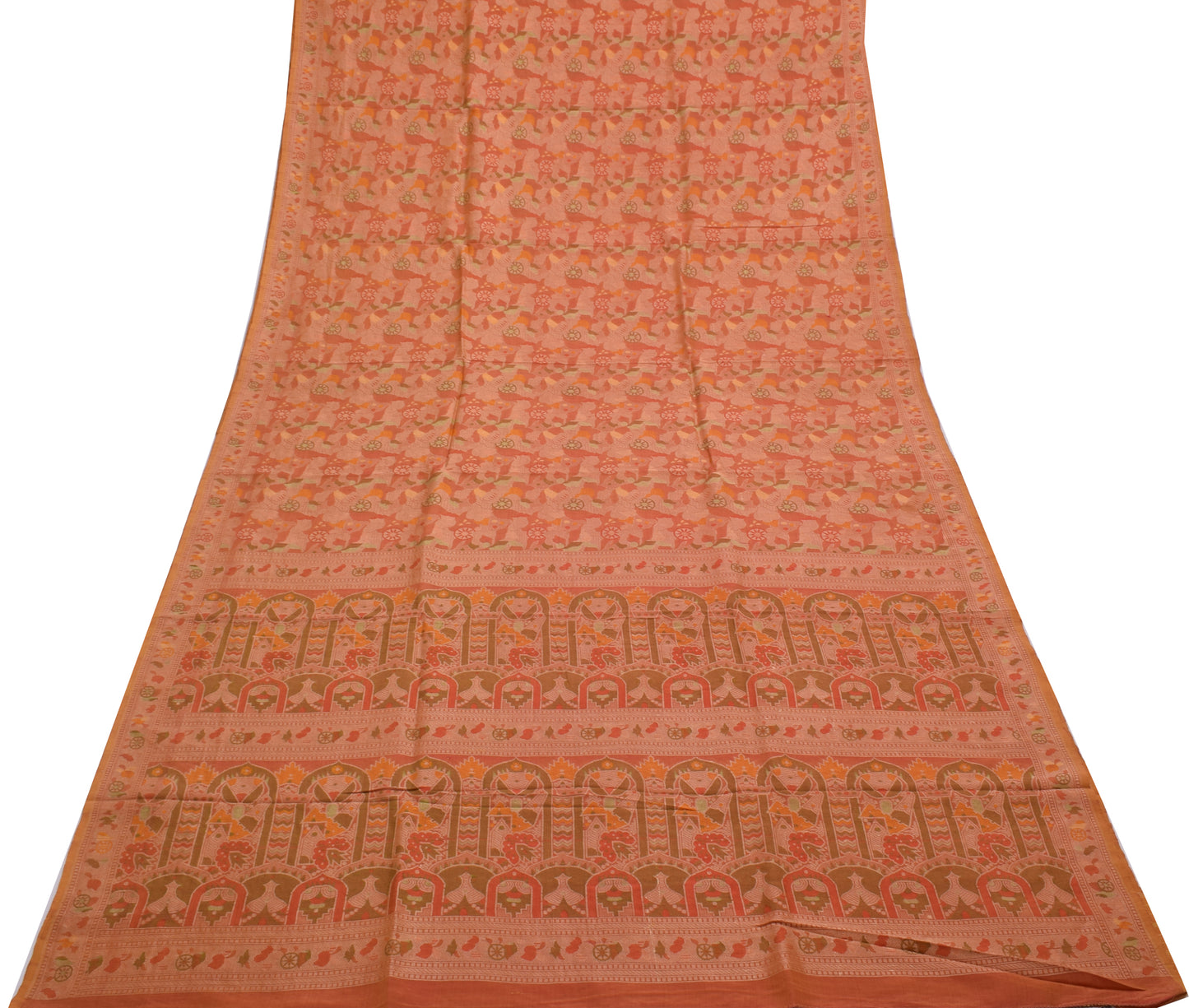 Sushila Vintage Indian Saree 100% Pure Silk All Over Woven Sari Craft Fabric