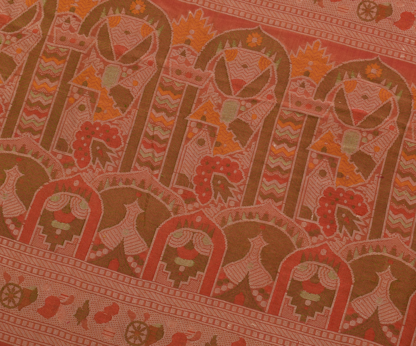 Sushila Vintage Indian Saree 100% Pure Silk All Over Woven Sari Craft Fabric