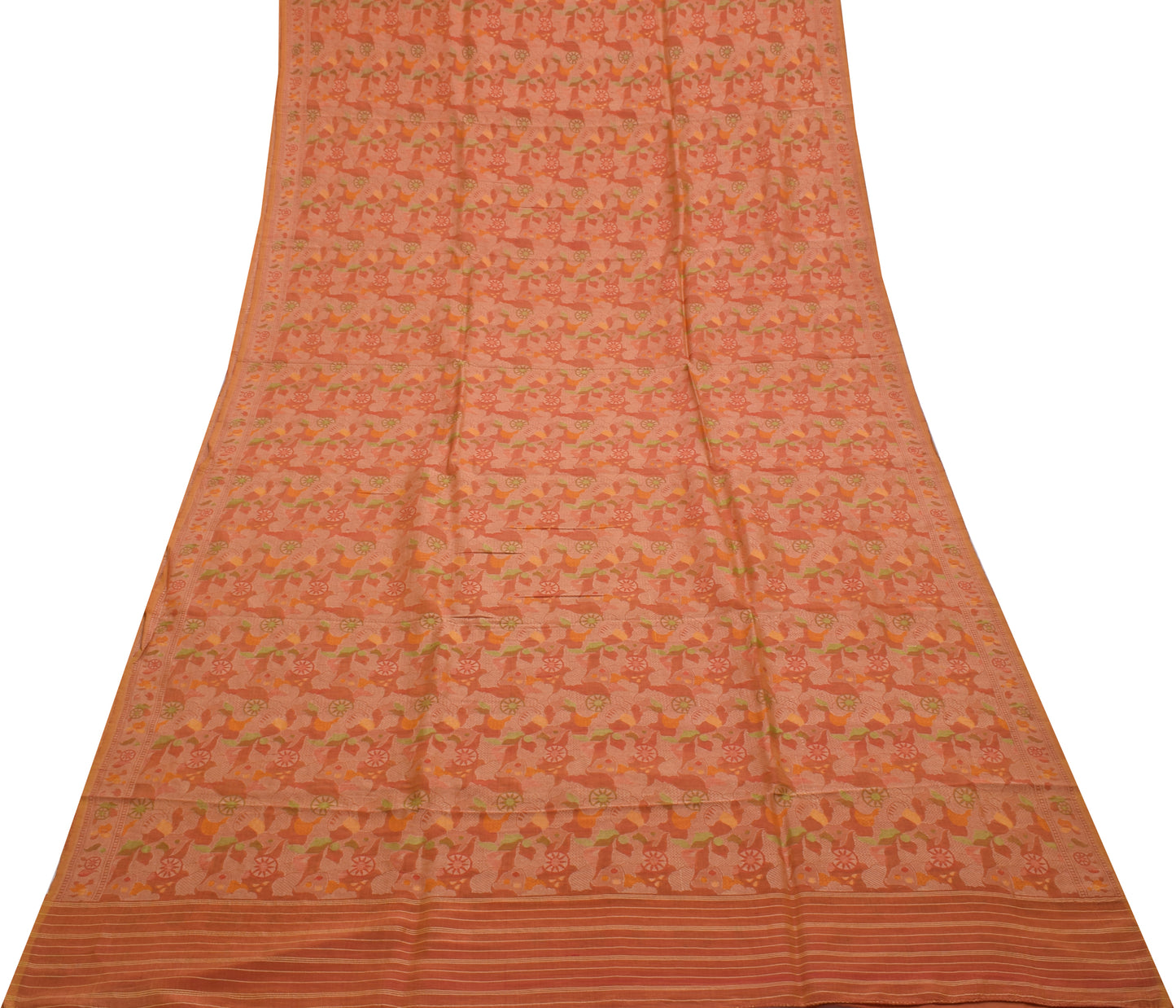 Sushila Vintage Indian Saree 100% Pure Silk All Over Woven Sari Craft Fabric
