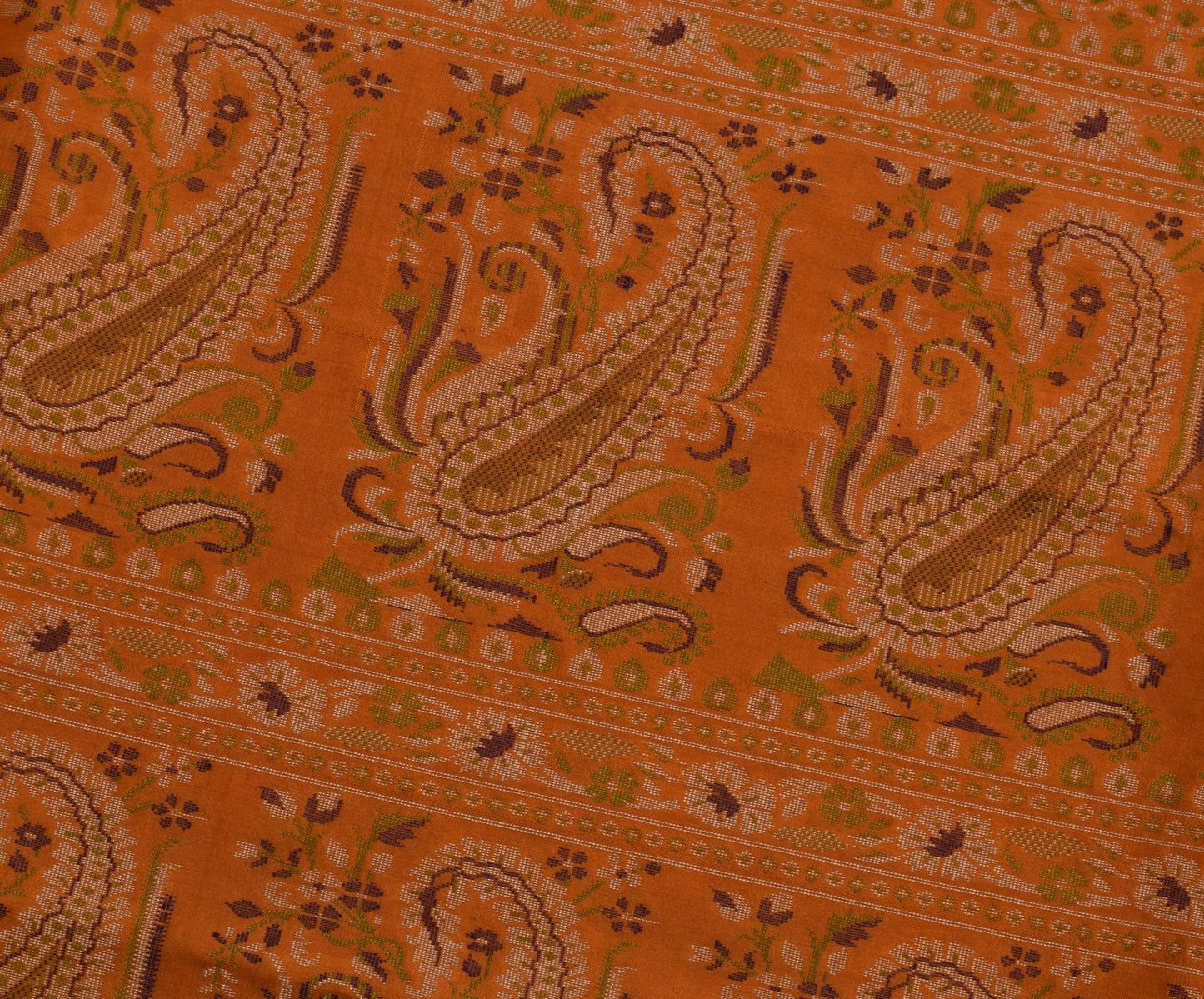 Sushila Vintage Mustard Saree 100% Pure Silk Woven Floral Sari Craft Fabric