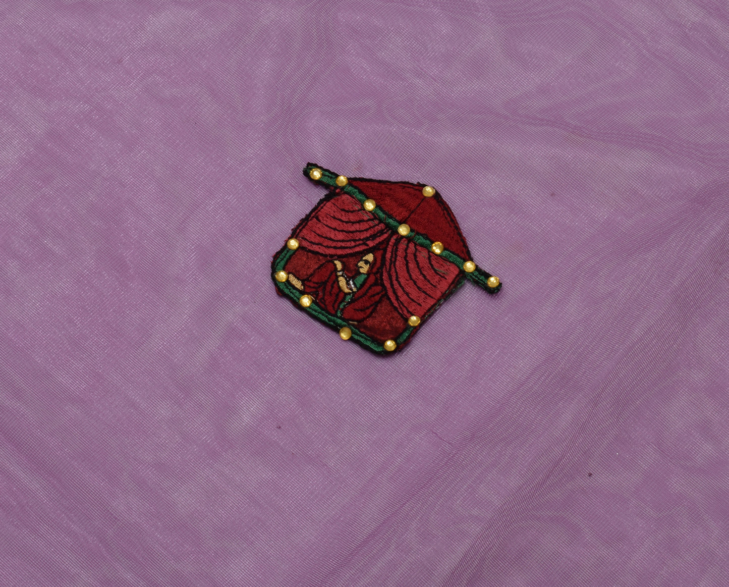 Sushila Vintage Indian Purple Saree Net Mesh Patch Work Sari Craft 5 Yard Fabric