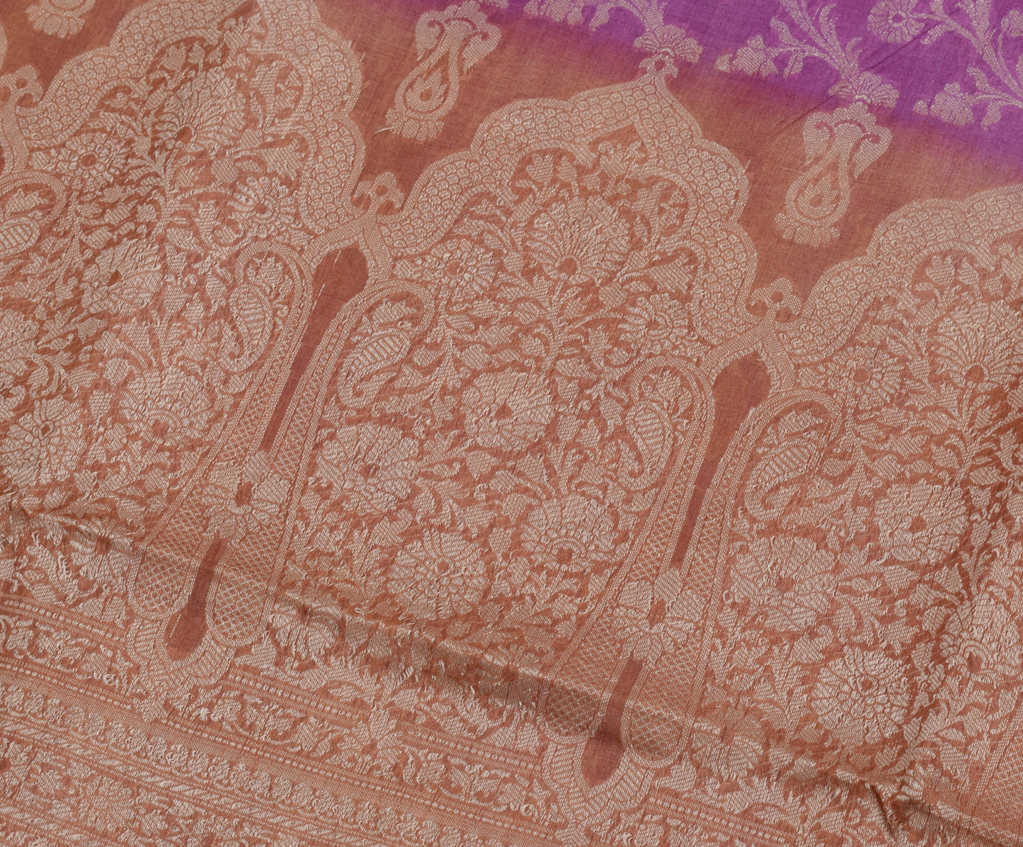 Sushila Vintage Purple Saree 100% Pure Silk Woven Floral Sari Craft 5 YD Fabric