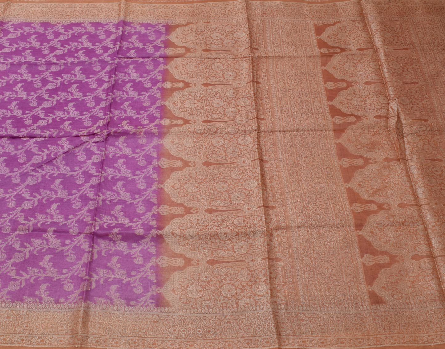 Sushila Vintage Purple Saree 100% Pure Silk Woven Floral Sari Craft 5 YD Fabric