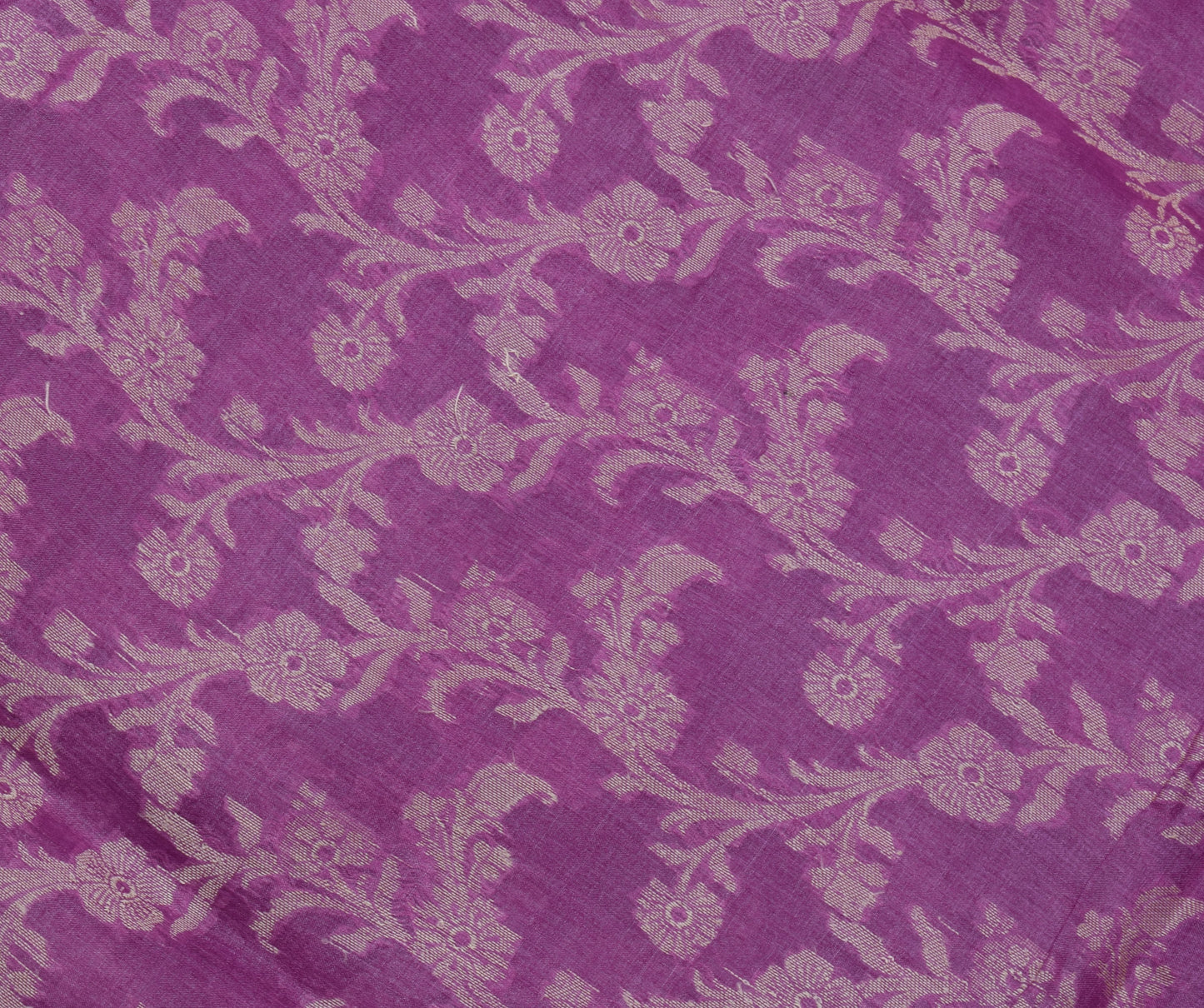 Sushila Vintage Purple Saree 100% Pure Silk Woven Floral Sari Craft 5 YD Fabric