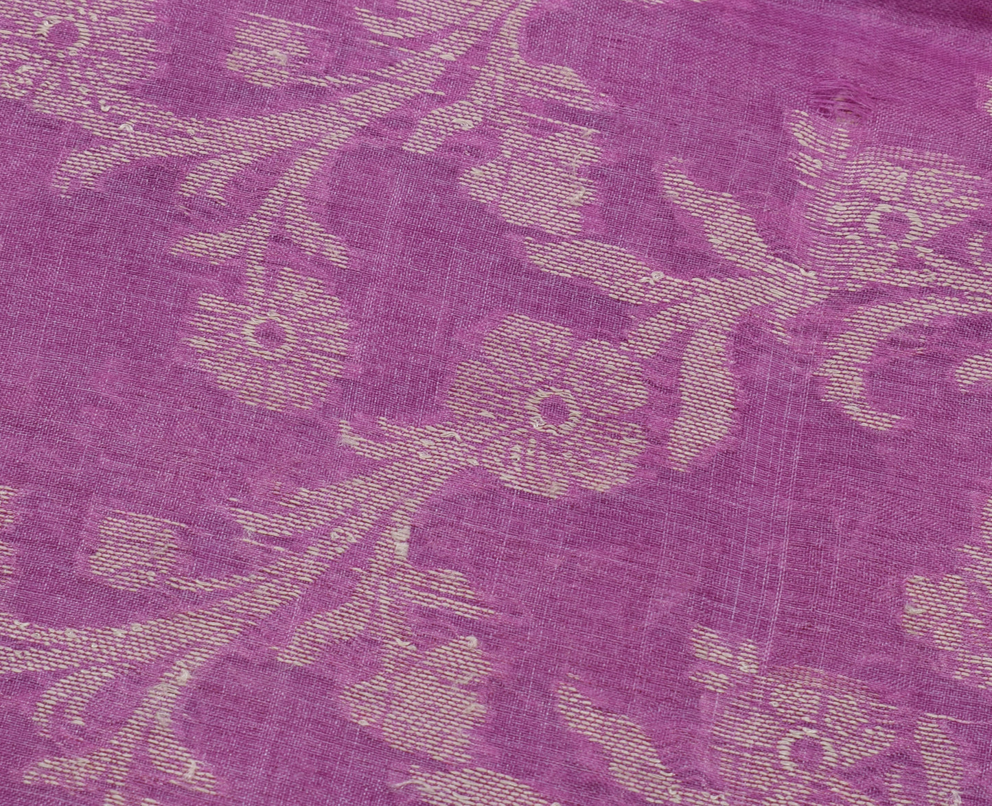Sushila Vintage Purple Saree 100% Pure Silk Woven Floral Sari Craft 5 YD Fabric