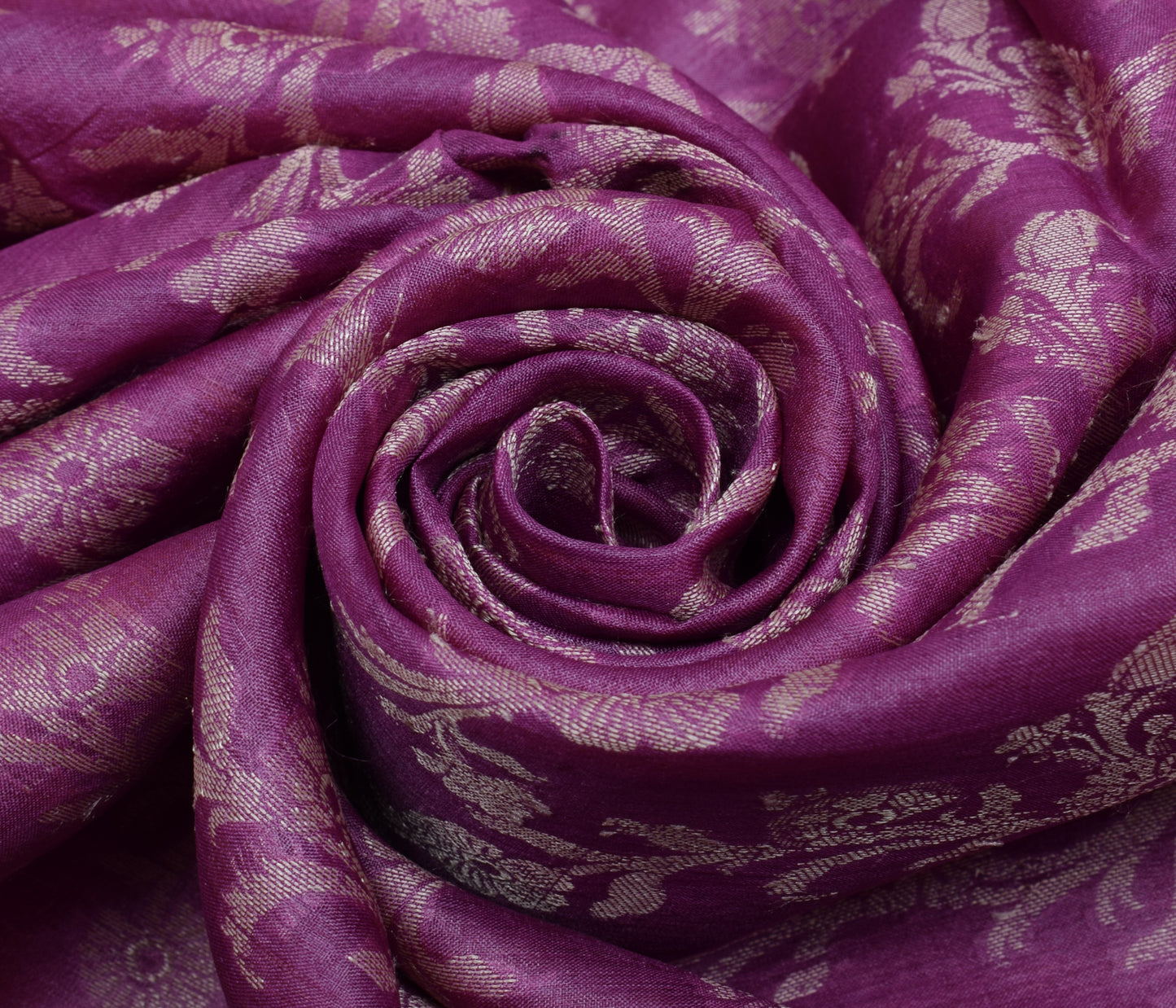 Sushila Vintage Purple Saree 100% Pure Silk Woven Floral Sari Craft 5 YD Fabric