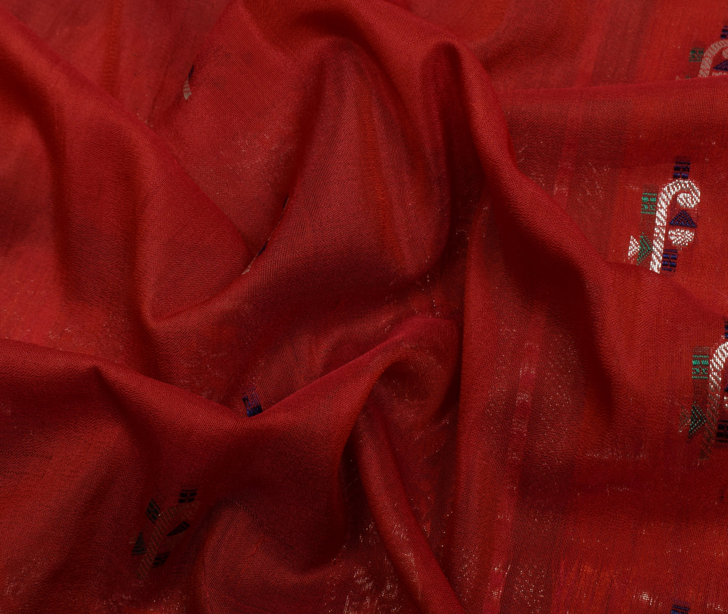 Sushila Vintage Indian Red Saree 100% Pure Silk Woven 5 Yard Sari Craft Fabric