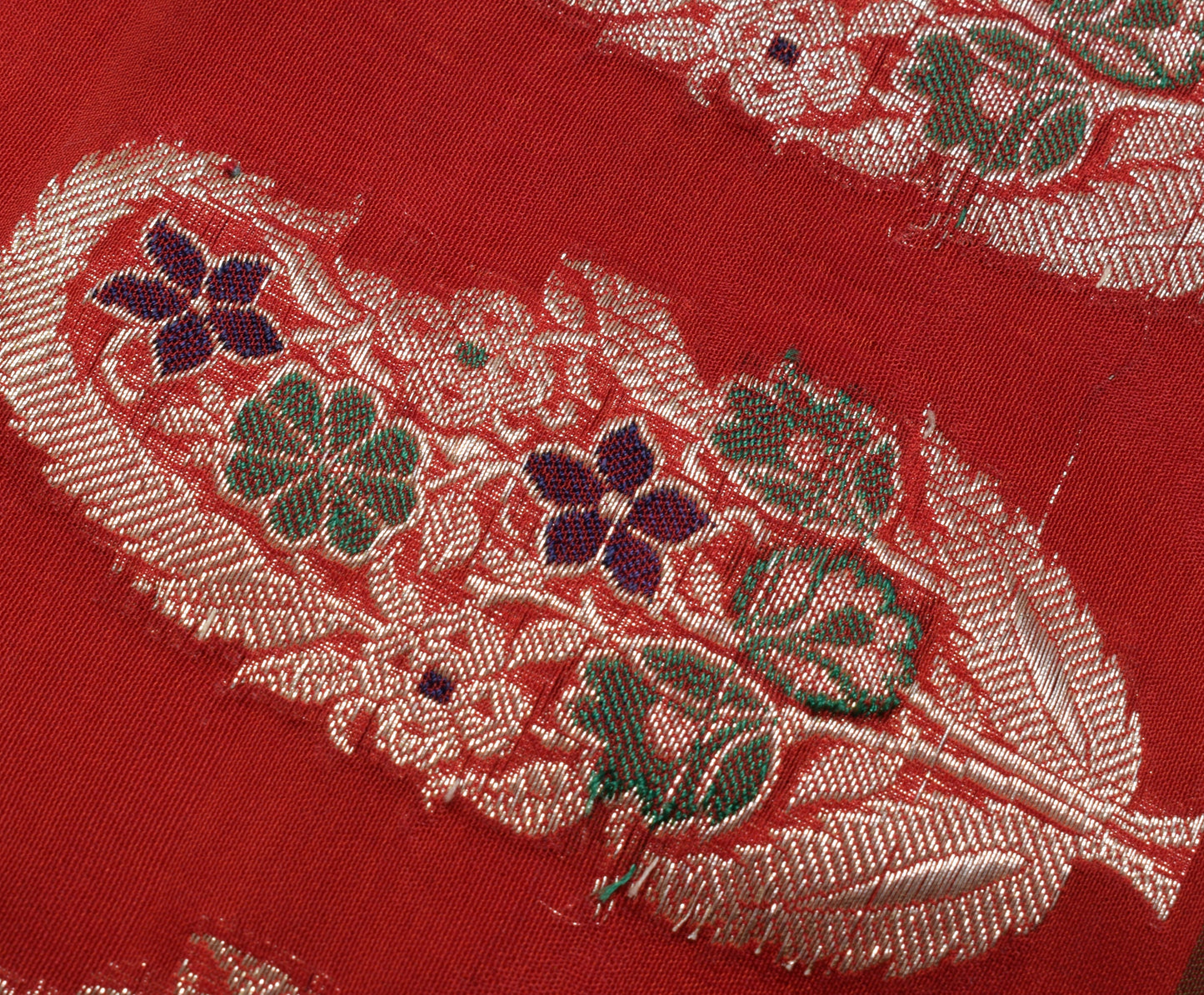 Sushila Vintage Indian Red Saree 100% Pure Silk Woven 5 Yard Sari Craft Fabric