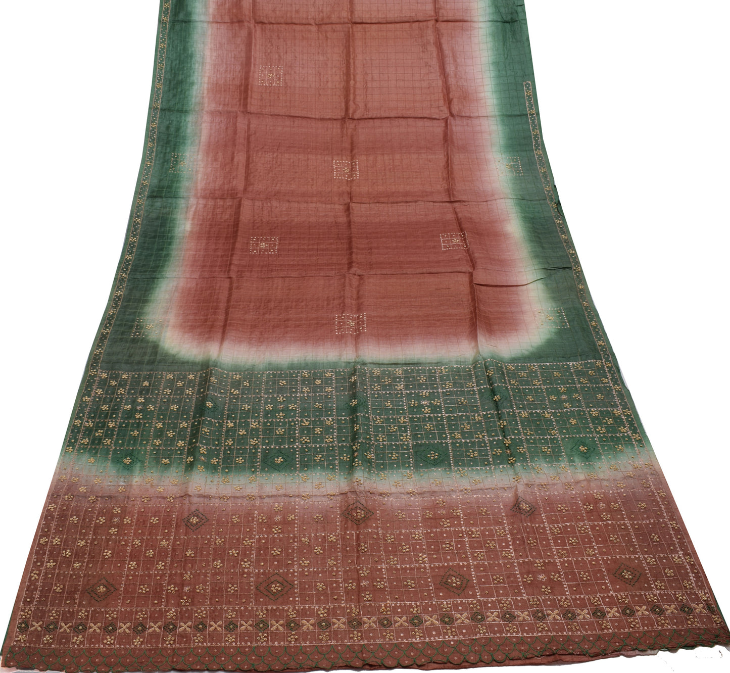 Sushila Vintage Indian Brown Saree 100% Pure Silk Woven Sari Craft 5 Yard Fabric