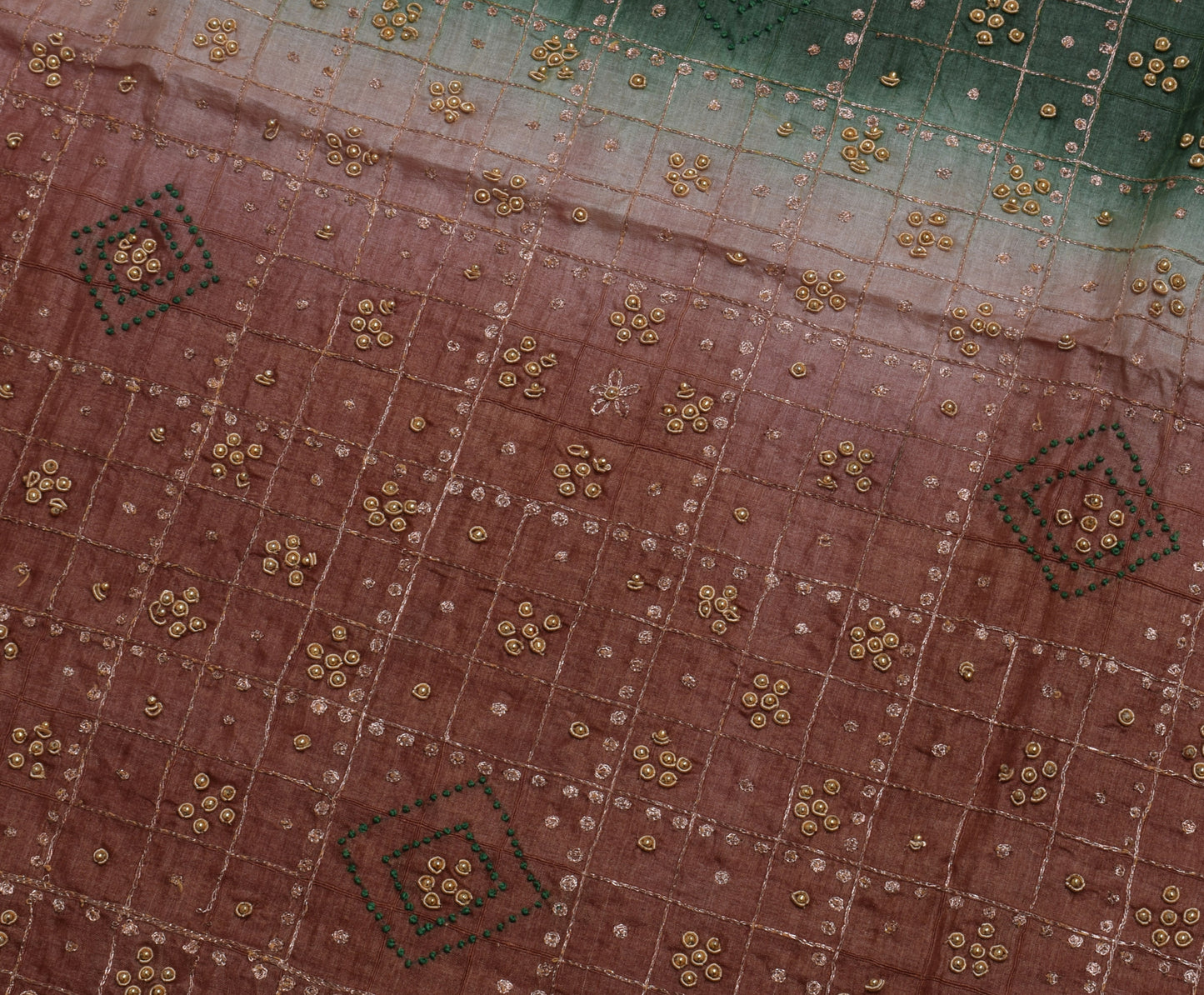 Sushila Vintage Indian Brown Saree 100% Pure Silk Woven Sari Craft 5 Yard Fabric