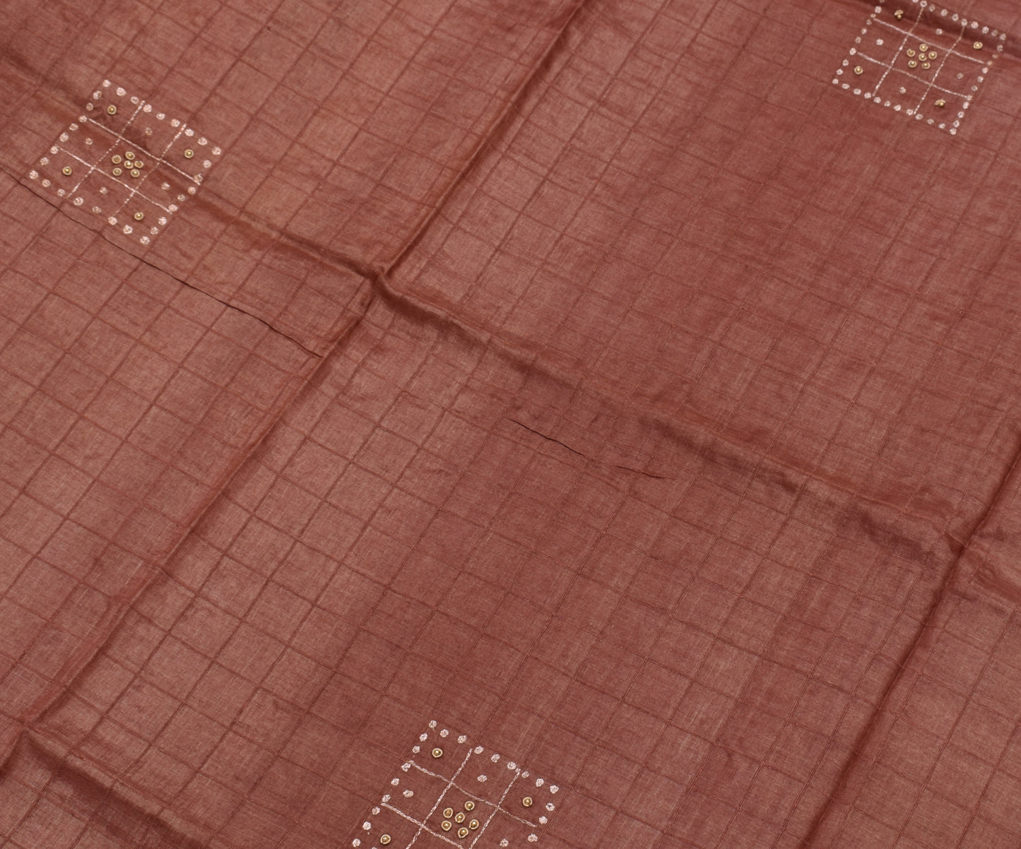 Sushila Vintage Indian Brown Saree 100% Pure Silk Woven Sari Craft 5 Yard Fabric