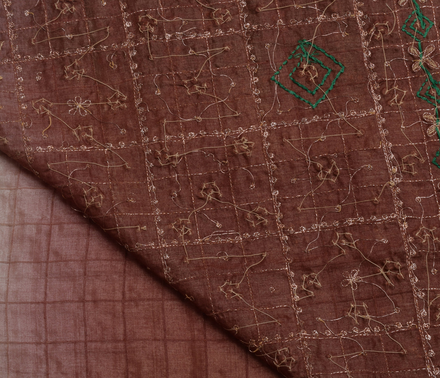 Sushila Vintage Indian Brown Saree 100% Pure Silk Woven Sari Craft 5 Yard Fabric