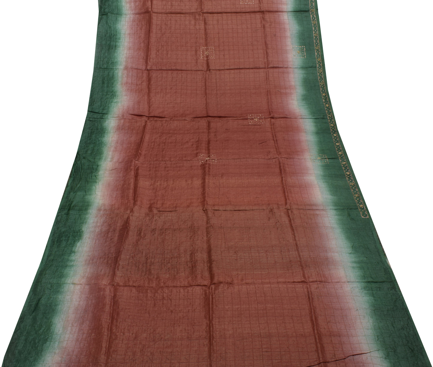 Sushila Vintage Indian Brown Saree 100% Pure Silk Woven Sari Craft 5 Yard Fabric
