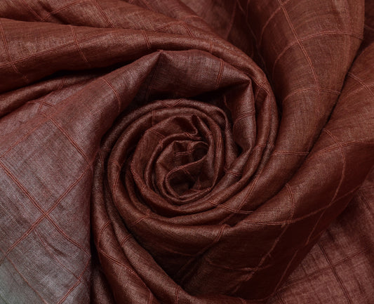 Sushila Vintage Indian Brown Saree 100% Pure Silk Woven Sari Craft 5 Yard Fabric