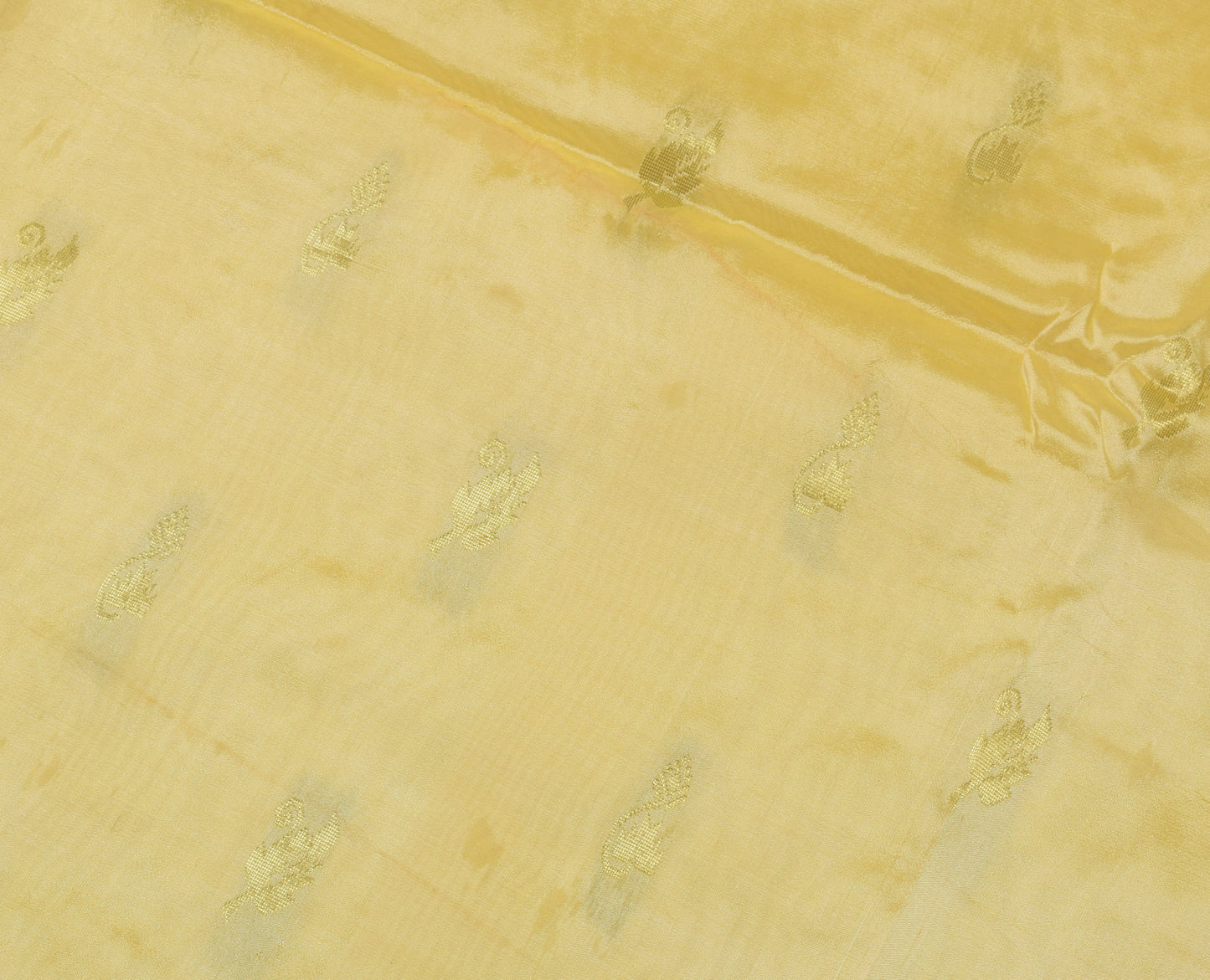 Sushila Vintage Indian Beige Saree Blend Silk Woven Floral Sari Craft Fabric