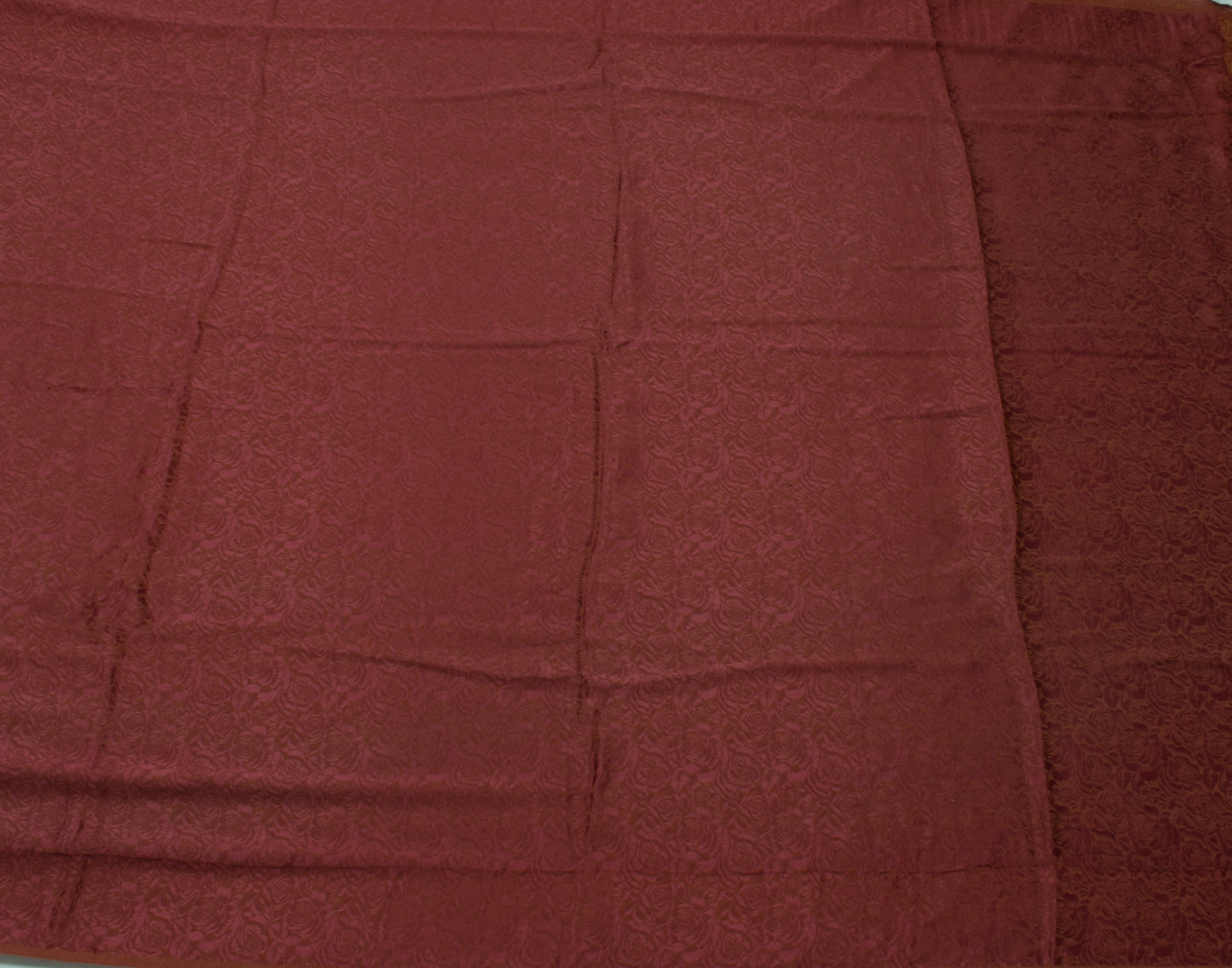 Sushila Vintage Brown Indian Saree Blend Silk Self Woven Floral Sari Soft Fabric