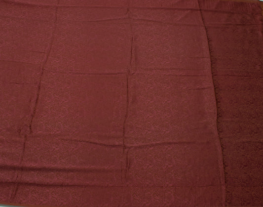 Sushila Vintage Brown Indian Saree Blend Silk Self Woven Floral Sari Soft Fabric