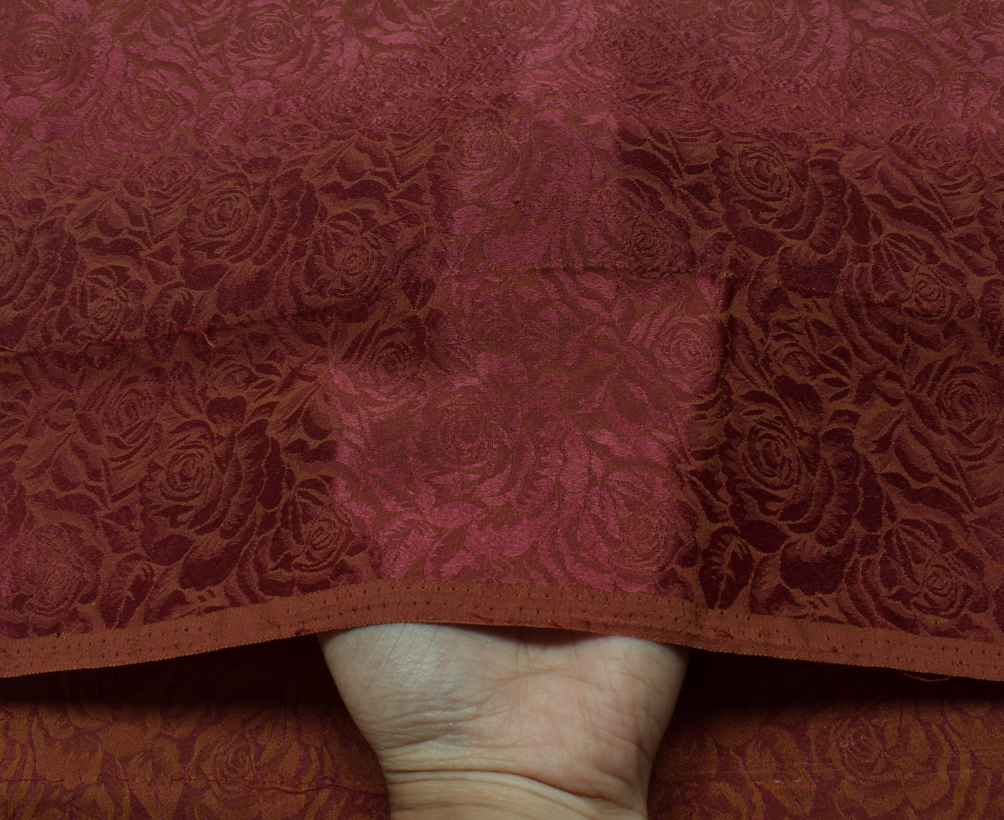 Sushila Vintage Brown Indian Saree Blend Silk Self Woven Floral Sari Soft Fabric