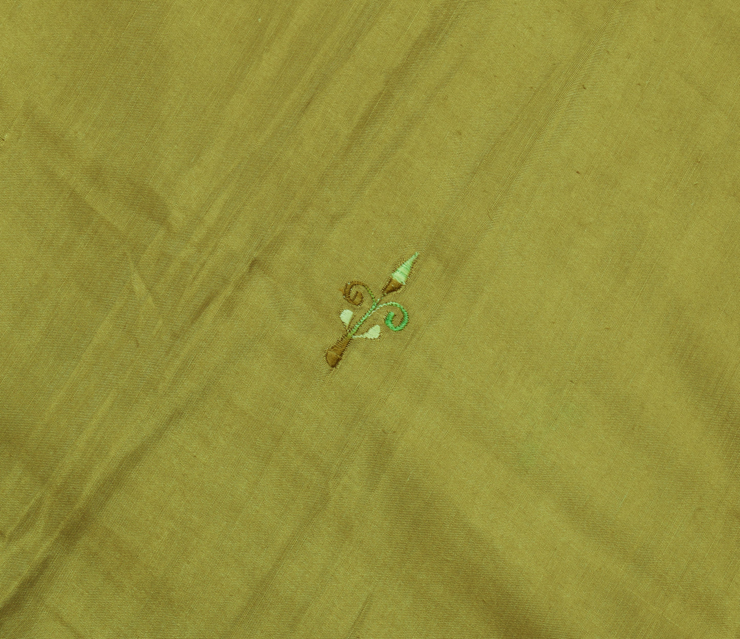 Sushila Vintage Green Saree Blend Silk Embroidered 5 Yard Sari Craft Fabric
