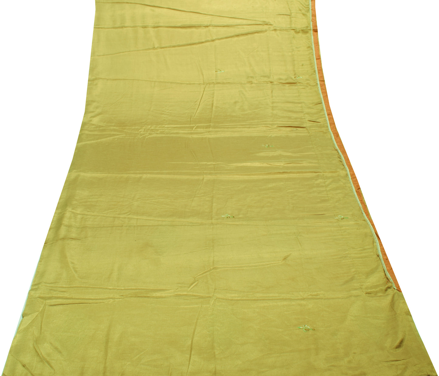 Sushila Vintage Green Saree Blend Silk Embroidered 5 Yard Sari Craft Fabric