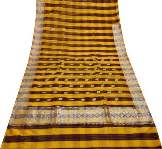 Sushila Vintage Multi-Color Saree Blend Silk Woven Paisley Sari Craft Fabric